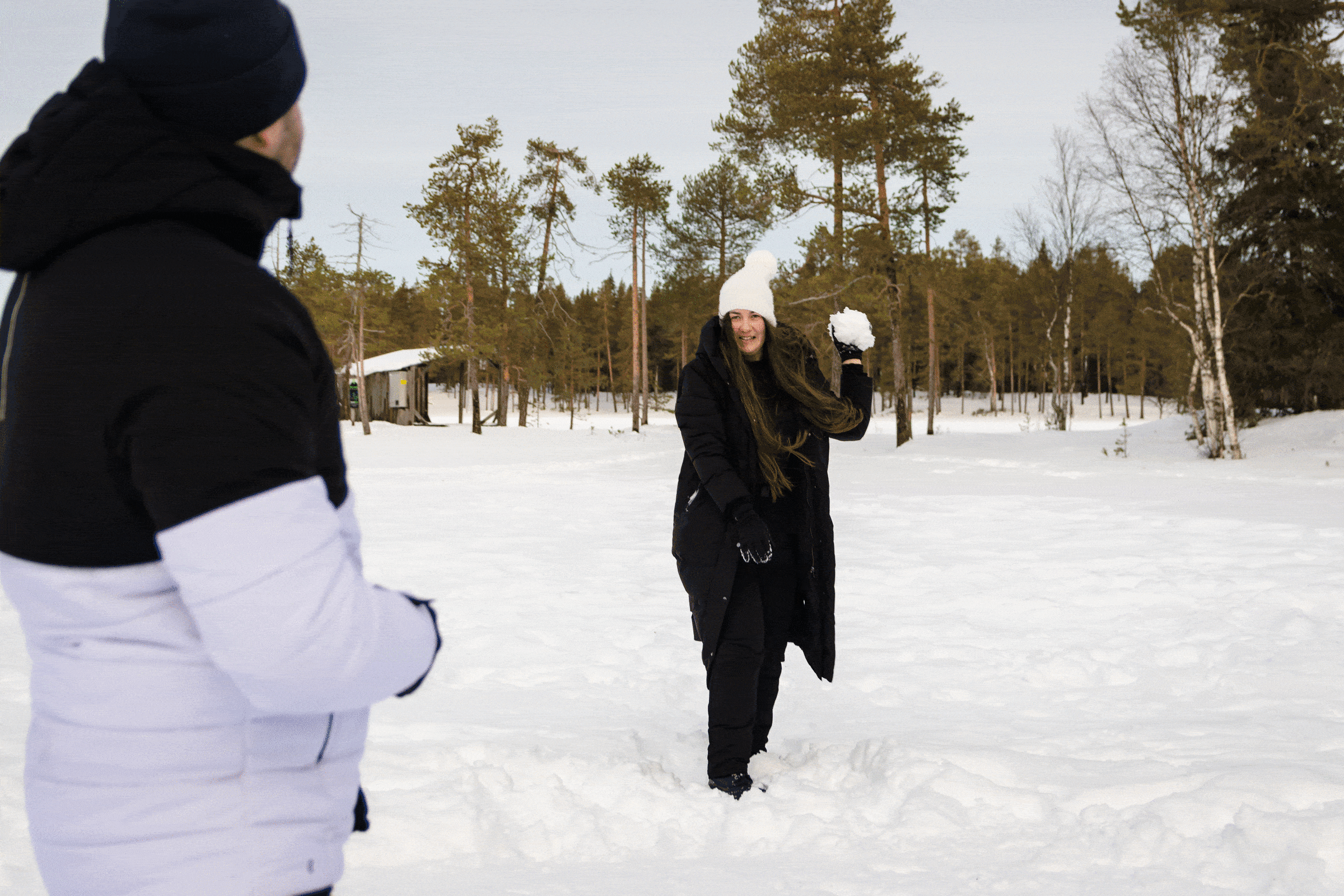 bataille boule de neige seance couple